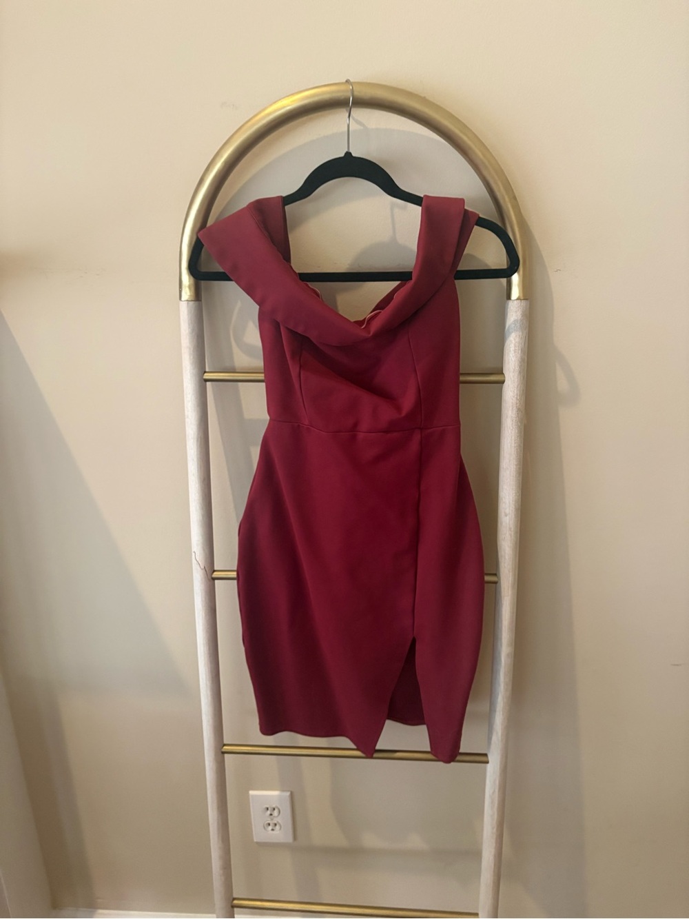 Lulu's Strapless Fold-Over Neckline Mini Dress in Burgundy